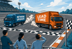 Illustration showing lead time delaying a network upgrade project.