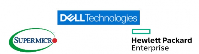 Dell, HPE, and Supermicro logos